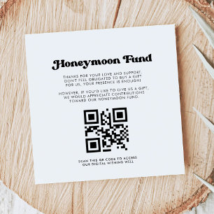 Carte D'accompagnement Stylo retro noir & blanc Honeymoon fund Code QR
