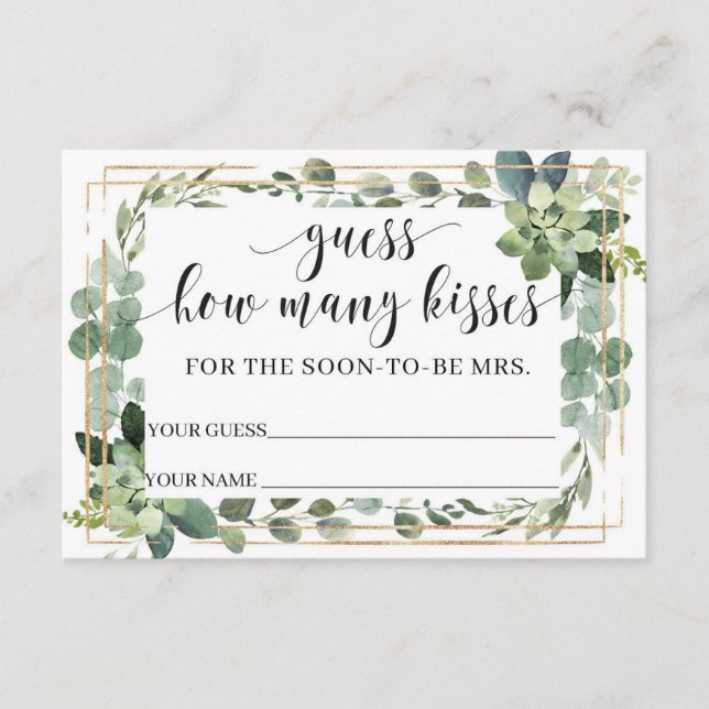 Carte D'accompagnement Succulent de verdure Combien de baisers dans le bo (Devant)