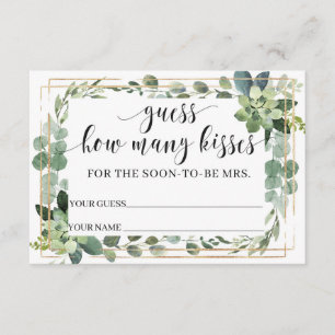 Carte D'accompagnement Succulent de verdure Combien de baisers dans le bo