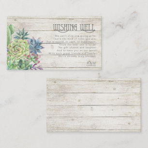 Carte D'accompagnement Succulents et bois rustique Wishing Well V3 ID515