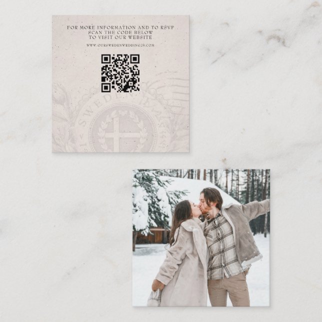 Carte D'accompagnement Suède Mariage de passeport QR (Devant / Derrière)