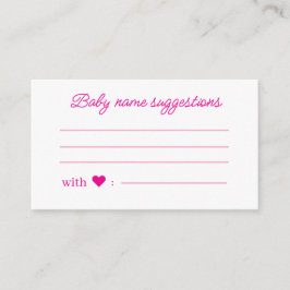 Carte D'accompagnement Suggestions de nom de bébé, baby shower minimalist