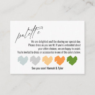 Carte D'accompagnement Suggestions de palette de couleurs simples Mariage