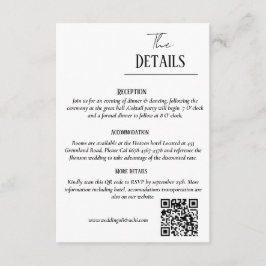 Carte D'accompagnement Suite d'invitation de mariage minimaliste, détails