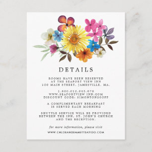Carte D'accompagnement Summer Fleur sauvage Boho Mariage Détails sur l'in