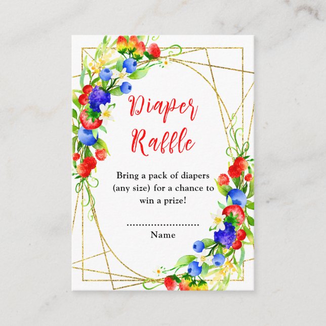 Carte D'accompagnement Summer Mixed Berries Baby Shower Diaper Raffle (Devant)