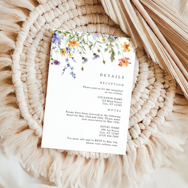 Carte D'accompagnement Summer Wildflower Wedding Details Enclosure Card (Créateur téléchargé)