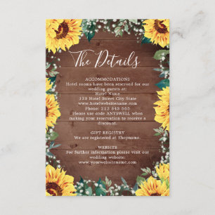 Carte D'accompagnement Sunflower Babys Respiration Frontière Bois Détails