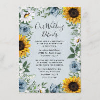 Sunflower Dusty Blue Country Rustic Roses Wedding
