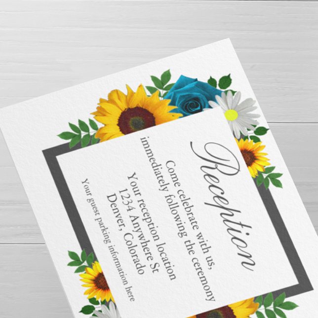 Carte D'accompagnement Sunflower Rose Daisy Floral Wedding Réception (Créateur téléchargé)