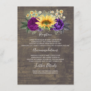 Carte D'accompagnement Sunflowers Mariage de automne Détails Information 