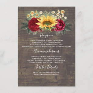 Carte D'accompagnement Sunflowers Mariage de automne Détails Information 