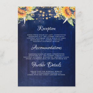 Carte D'accompagnement Sunflowers Marine Rustic Mariage Détails Informati