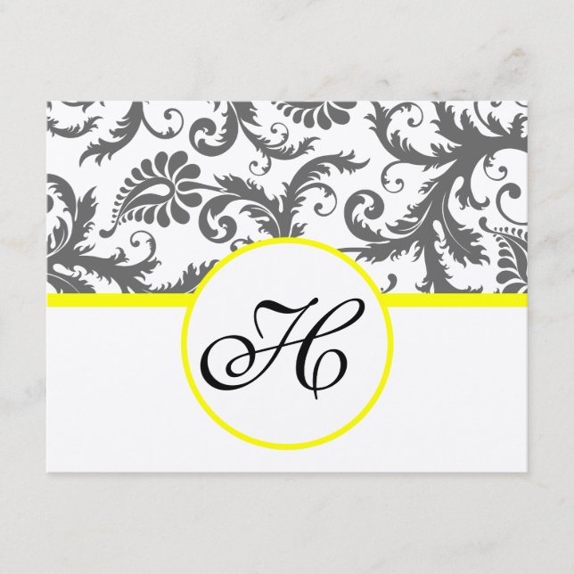 Carte D'accompagnement Sunny Elegance Jaune Victorian Damask (Devant)