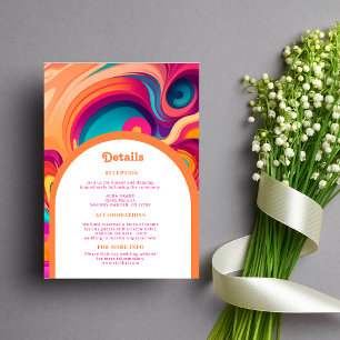 Carte D'accompagnement Super Retro Orange rose abstrait détail funky