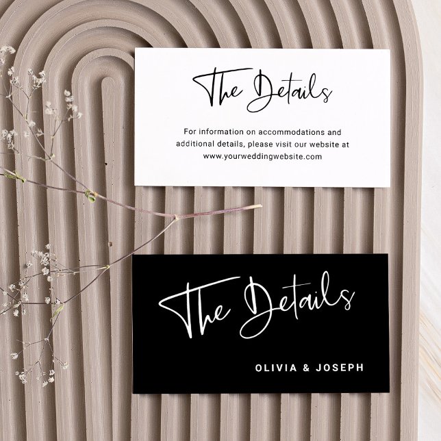 Carte D'accompagnement Superposition moderne en noir et blanc | Détails d (Créateur téléchargé)