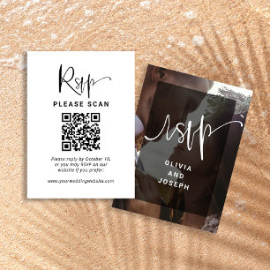Carte D'accompagnement Superposition photo moderne   Mariage RSVP avec co