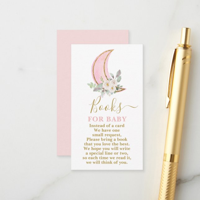Carte D'accompagnement Sur la lune Livres pour Baby Girl Card (Devant/Arrière en situation)