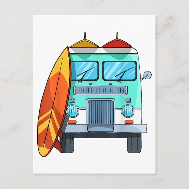 Carte D'accompagnement Surf Van Surfboard Palm Trees Surfboard Surfboard  (Devant)