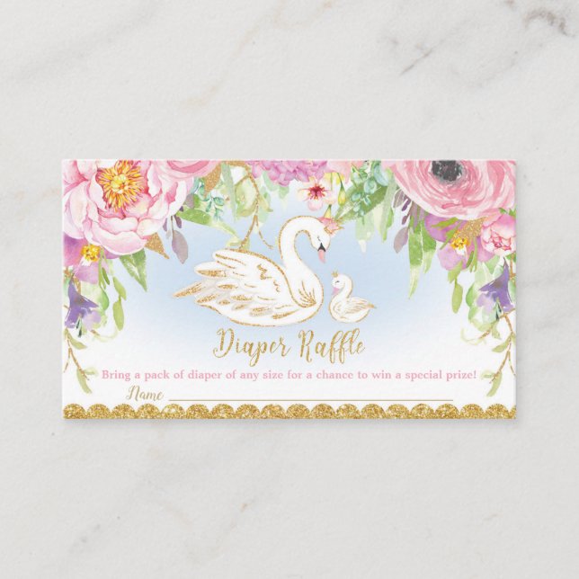Carte D'accompagnement Swan Princess Raffle Floral Baby Girl (Devant)