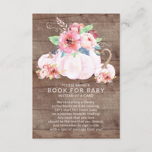 Carte D'accompagnement Sweet Little Citrouille Baby shower livre pour béb (Devant)