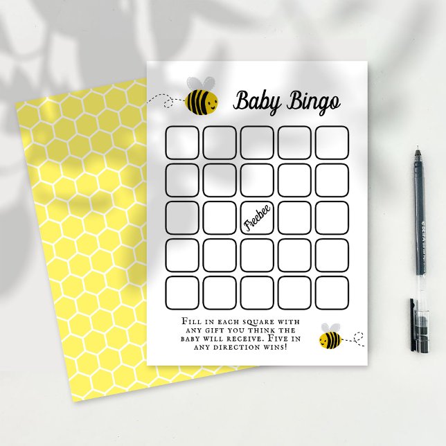 Carte D'accompagnement Sweet Little Honey Bee Baby shower Bingo Jeu (Créateur téléchargé)