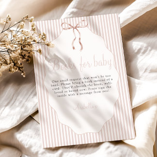 Carte D'accompagnement Sweet Pinstriped Bow Beige Books For Baby