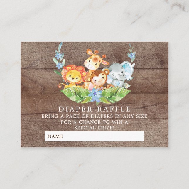 Carte D'accompagnement Sweet Safari Baby shower Déchets Raffle Billet (Devant)