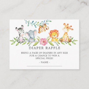 Carte D'accompagnement Sweet Safari Baby shower Déchets Raffle Billet