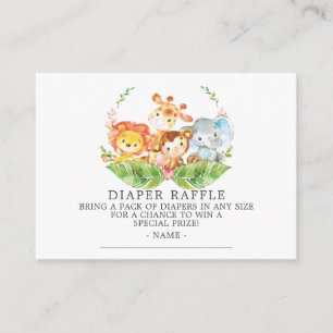 Carte D'accompagnement Sweet Safari Baby shower Déchets Raffle Billet