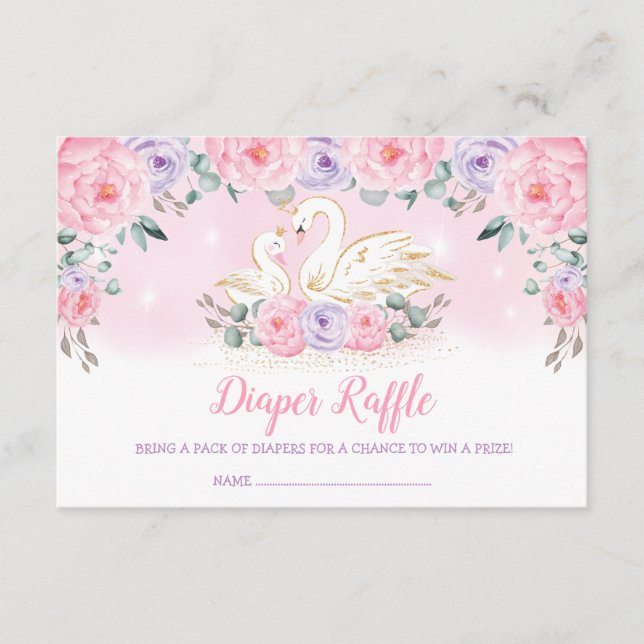 Carte D'accompagnement Sweet Swan Princess Pink Purple Diaper Raffle (Devant)