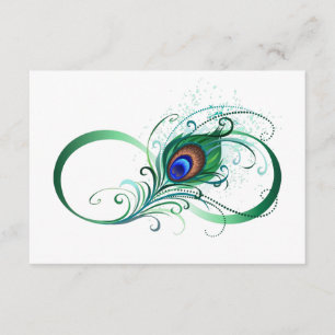 Carte D'accompagnement Symbole de l'infini avec plume de paon