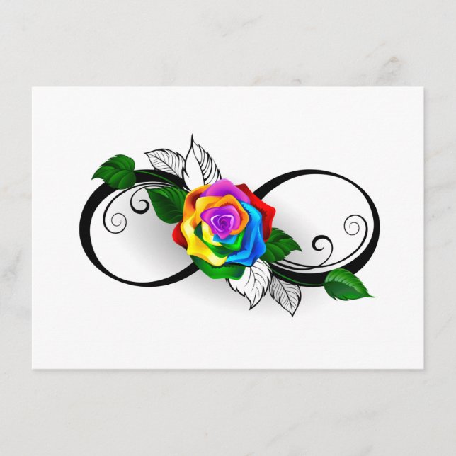 Carte D'accompagnement Symbole d'infini avec Rose arc-en-ciel (Devant)