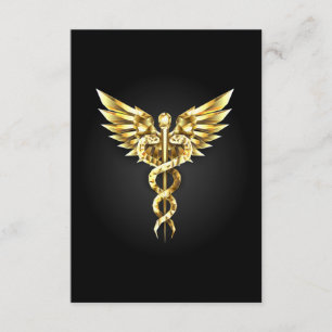 Carte D'accompagnement Symbole Polygonal Or Caduceus