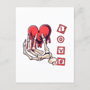 Carte D'accompagnement Symbolic Love Skeleton Main Offrant Coeur