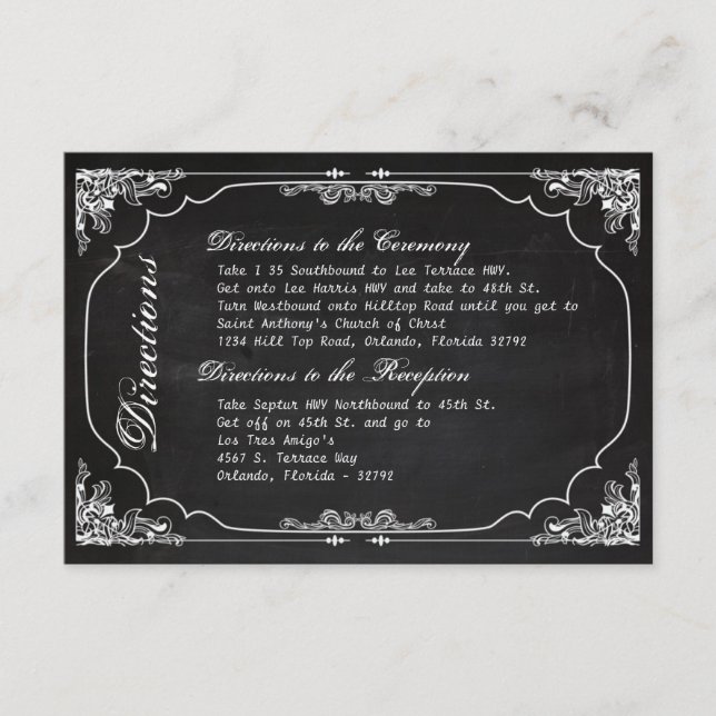 Carte D'accompagnement Tableau de bord Mariage 3x5 Direction Cha Vintage (Devant)