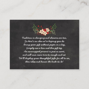 Carte D'accompagnement Tableau floral rouge aucune douche nuptiale