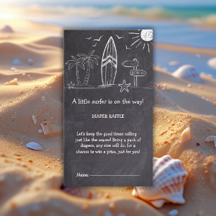 Carte D'accompagnement Tableau Noir Une Petite Fille Surfeuse Baby Shower