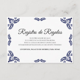 Carte D'accompagnement Talavera Black Floral Minimalist Spanish Wedding