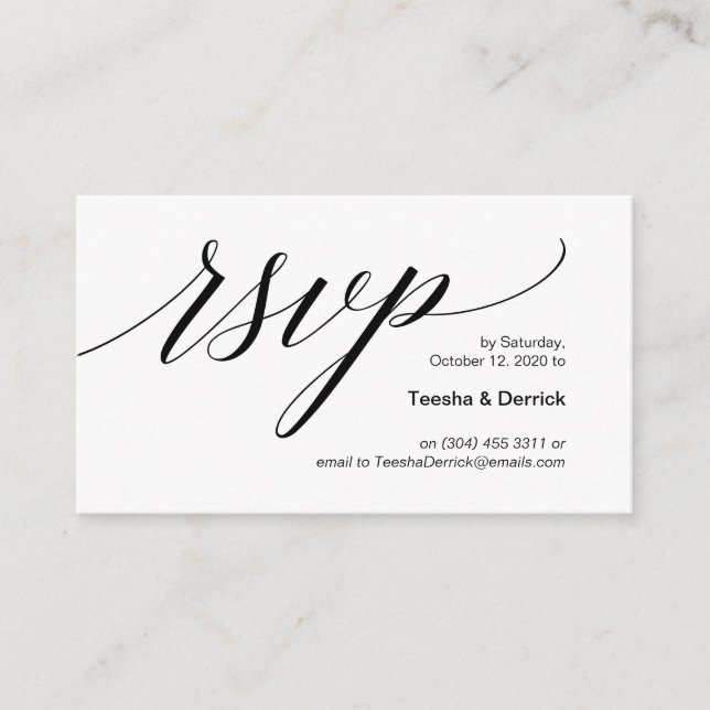 Carte D'accompagnement Tapis noir moderne, mariage RSVP (Devant)