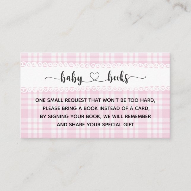 Carte D'accompagnement Tartan rose Baby shower fille I Anniversaire (Devant)