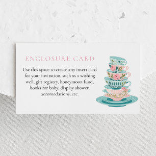 Carte D'accompagnement Tasses à thé personnalisées rose et sarcelle pour 