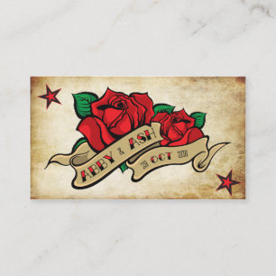 Carte D'accompagnement Tatouage rose personnalisé RSVP personnalisé
