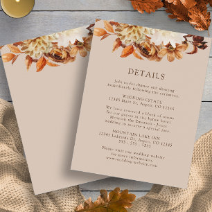 Carte D'accompagnement Taupe Fall Terracotta Floral Détails du Mariage En