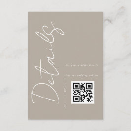 Carte D'accompagnement Taupe moderne Beige QR code Mariage Détails