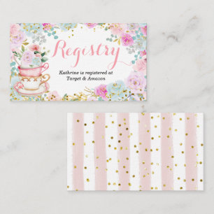 Carte D'accompagnement Tea Party Baby shower Pastel Floral Registry