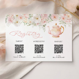 Carte D'accompagnement Tea Party Baby Shower Registry Card Enclosure