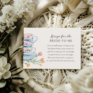 Carte D'accompagnement Tea Party Bridal Shower Recipe Card 