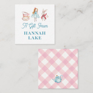 Carte D'accompagnement Tea Party personnalisé Pink En vichy Girls Cadeau