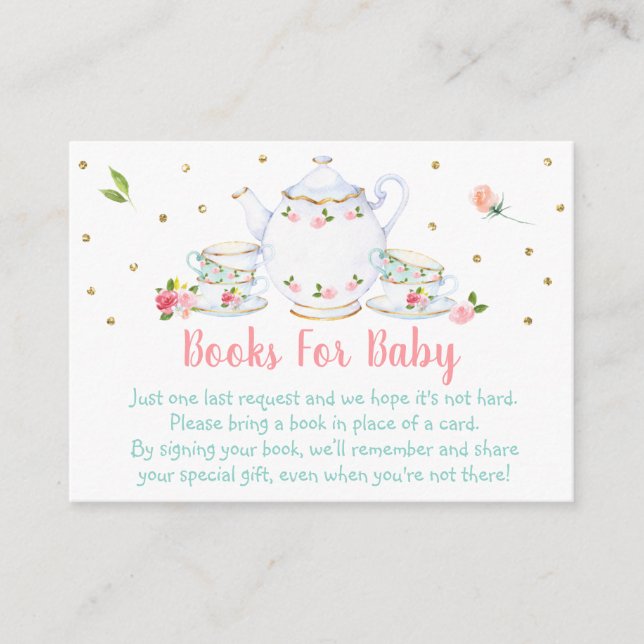 Carte D'accompagnement Tea Party Pink Gold Baby shower Demande de réserva (Devant)